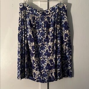 Lindy Bop // Pryia Blue Watercolour Floral Swing Skirt